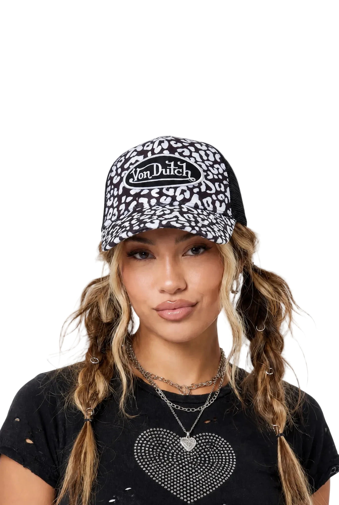 White and Black Cheetah Velvet Trucker Hat