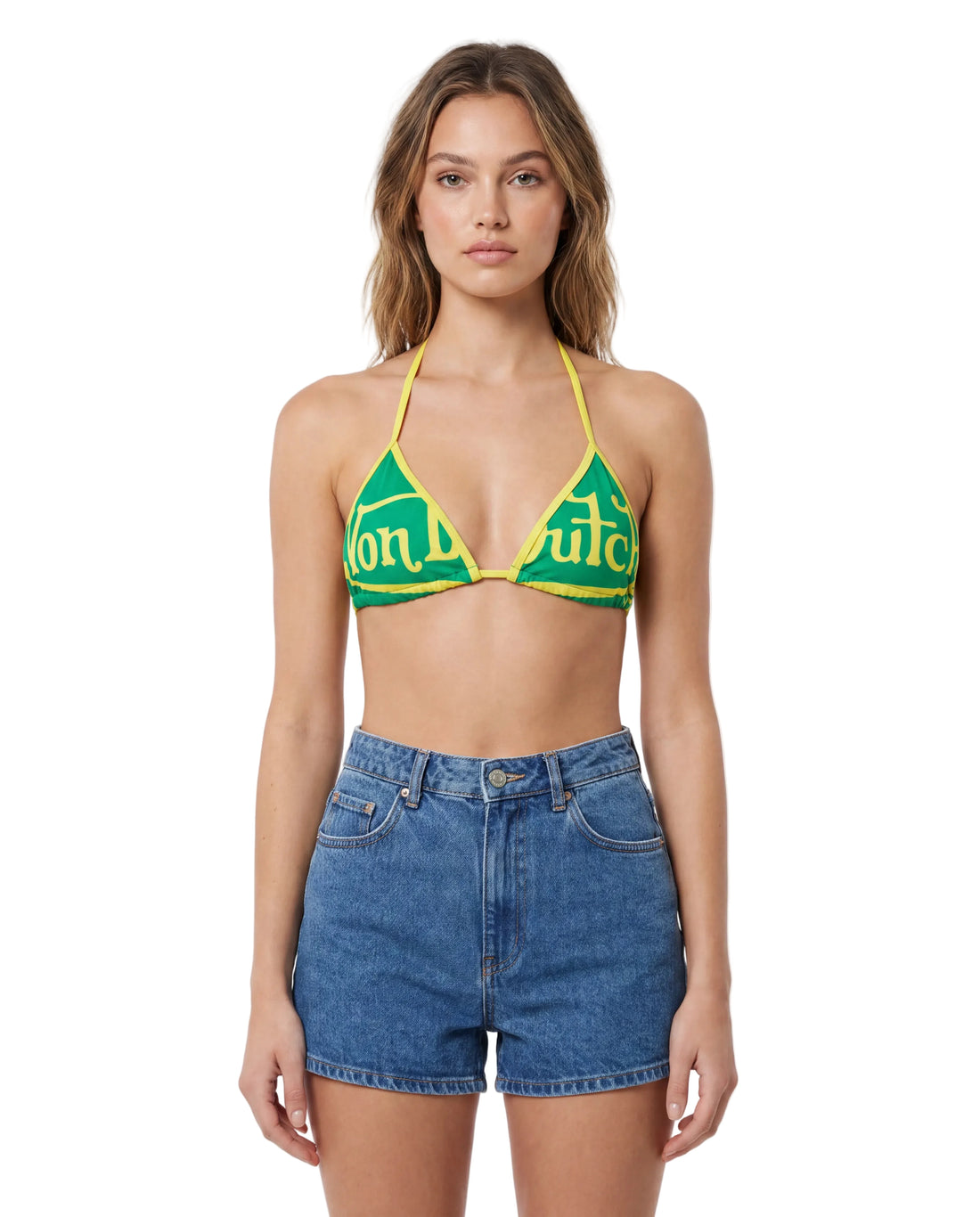 TWO TONE BIKINI TOP - GREEN