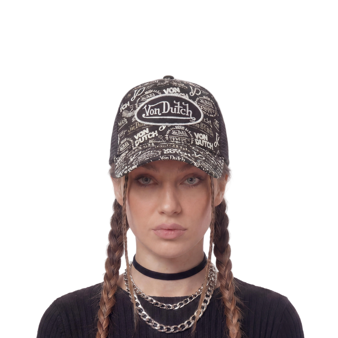 Logo Stamp Trucker Hat - Black and White — image 2