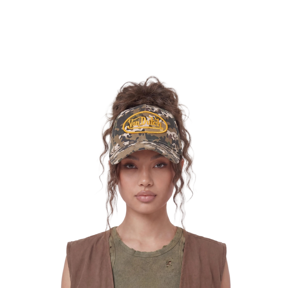 Yellow Digi Camo Strapback Trucker Hat