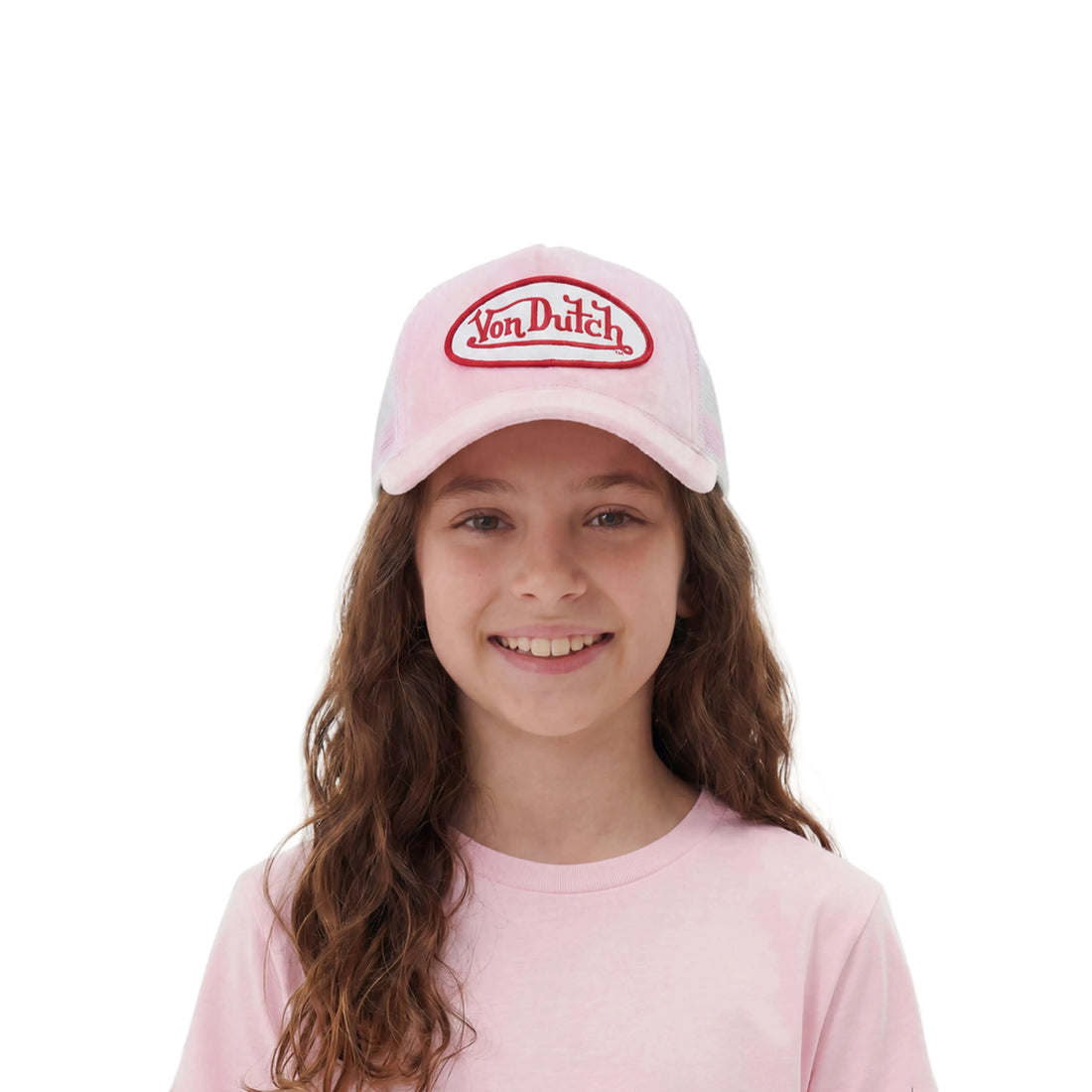 Kids Velvet Trucker Hat - Pink Crush