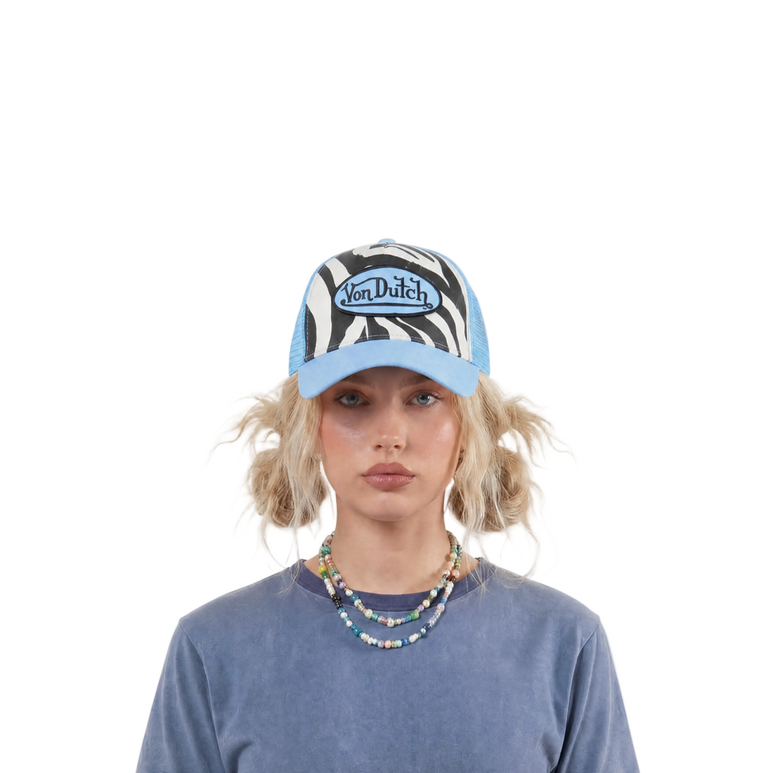 Zebra Trucker Hat - Blue