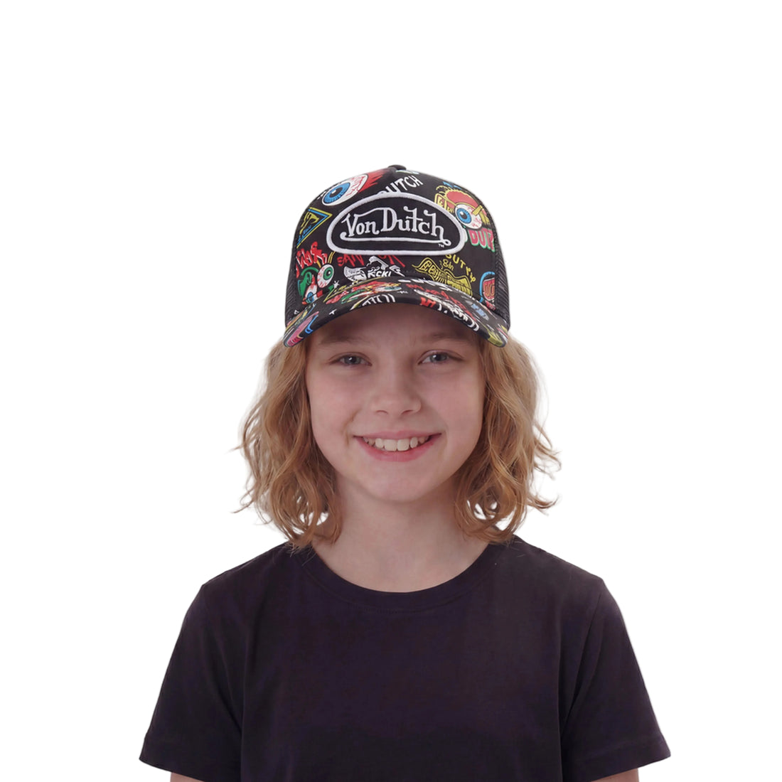 Kids Classic Trucker Hat - All Over Black Jax