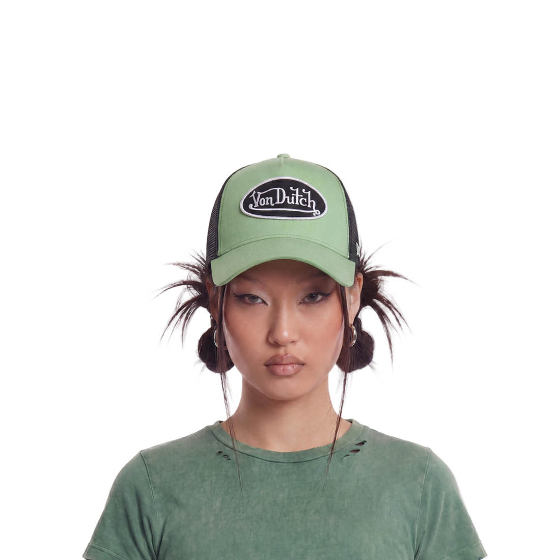 Suede Trucker Hat - Green and Black — image 2