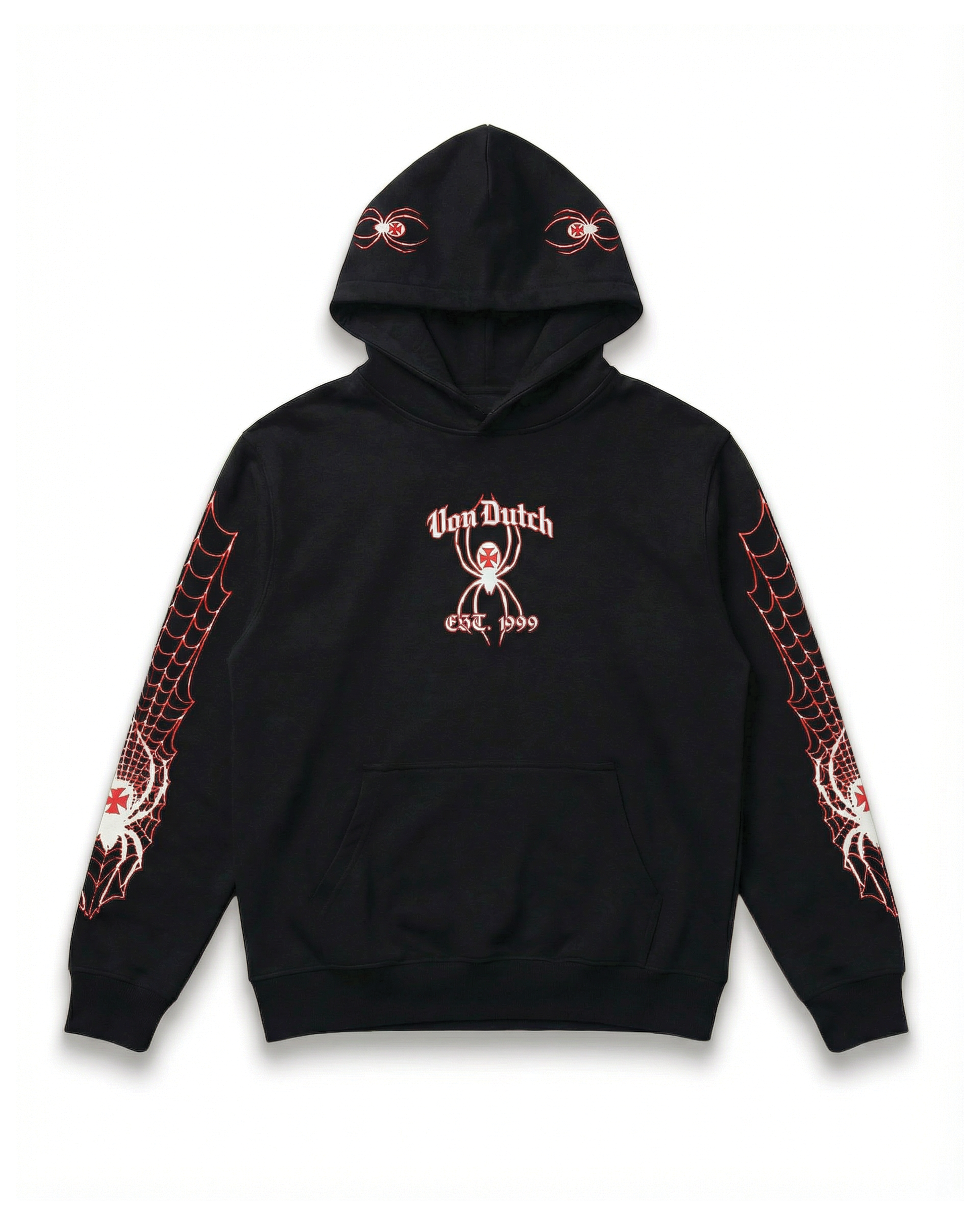SPIDER CREST HOODIE - BLACK & RED | Von Dutch SPIDER CREST HOODIE - BLACK & RED | Von Dutch