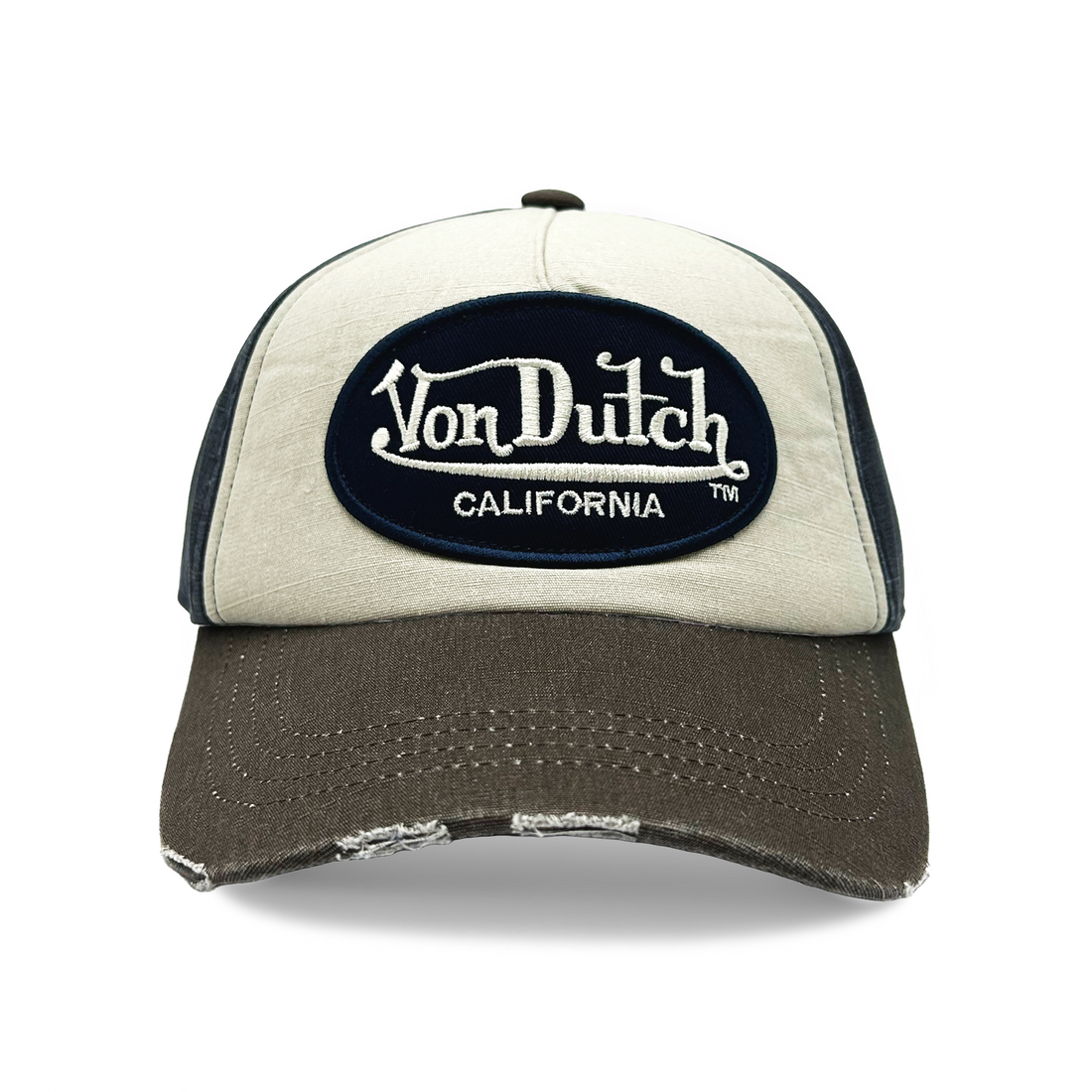 JACKMWB Grey & Navy Distressed Strapback Hat