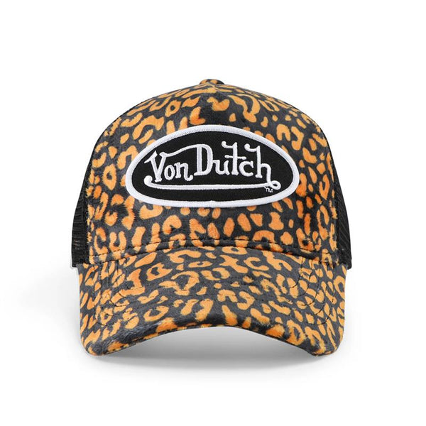 Orange Cheetah Velvet Trucker Hat