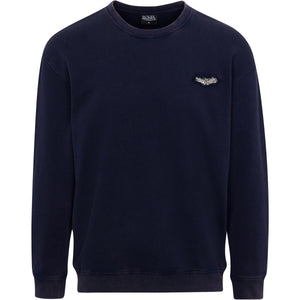 Blue French Terry Crew Neck Sweater
