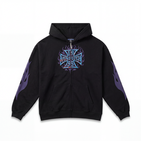 CHOPPER FLAMES - ZIP UP HOODIE