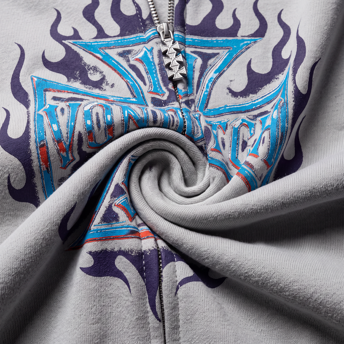 GREY CHOPPER FLAMES - ZIP UP HOODIE — image 4