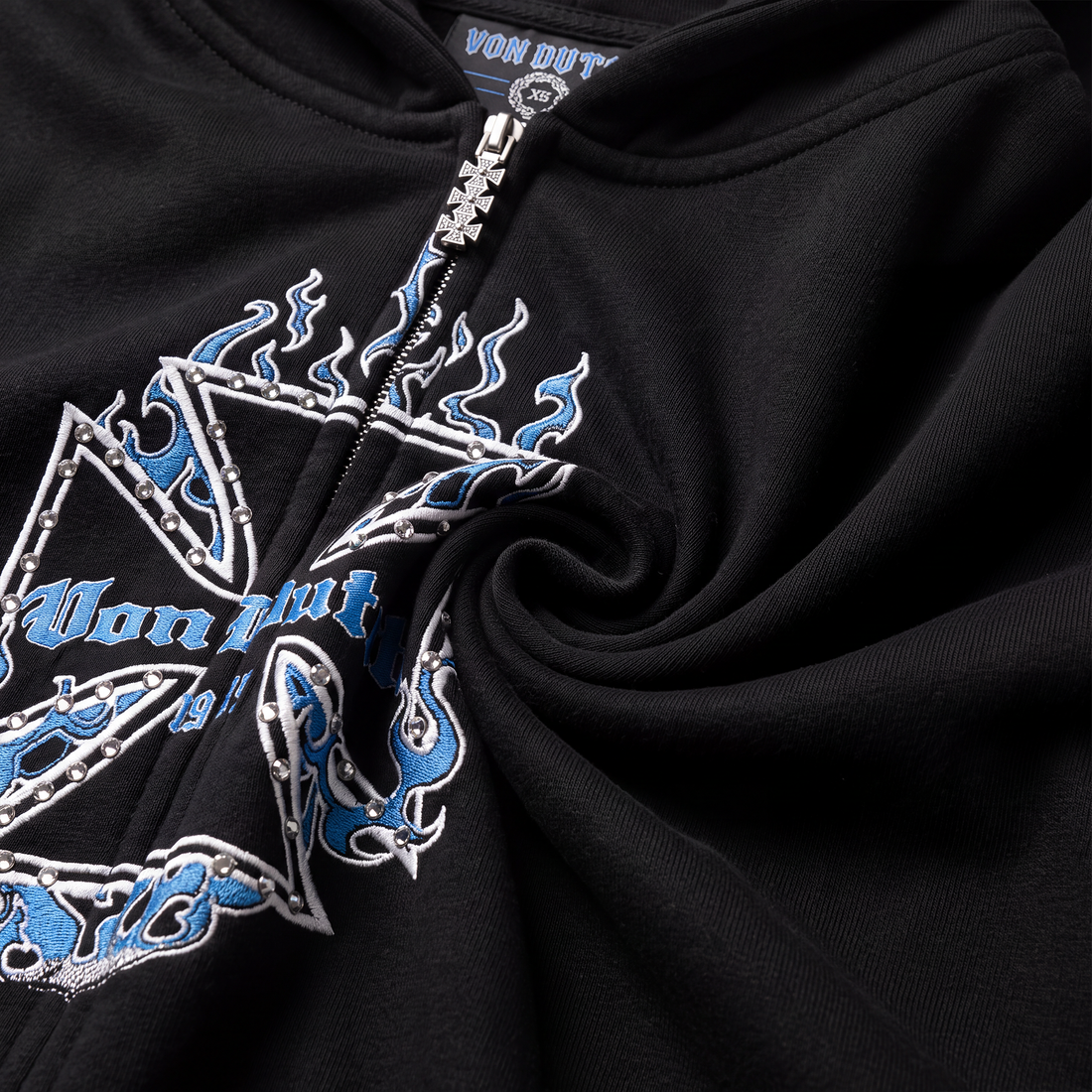RHINESTONE CHOPPER FLAMES - ZIP UP HOODIE — image 4