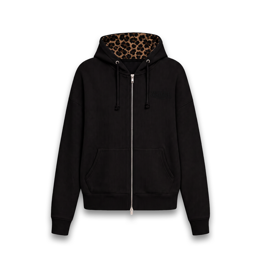 BLACK - REMI WAFFLE HOODIE — image 1