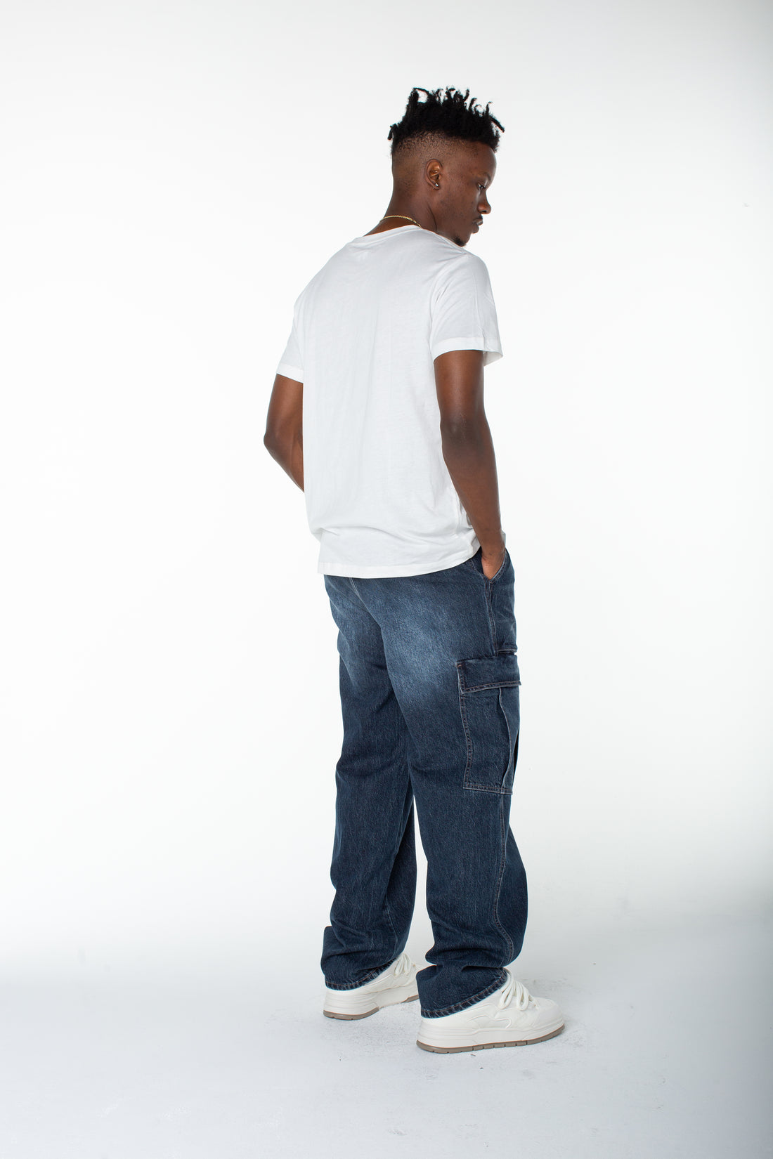 Men's Denim Cargo Pant - Middle Moon