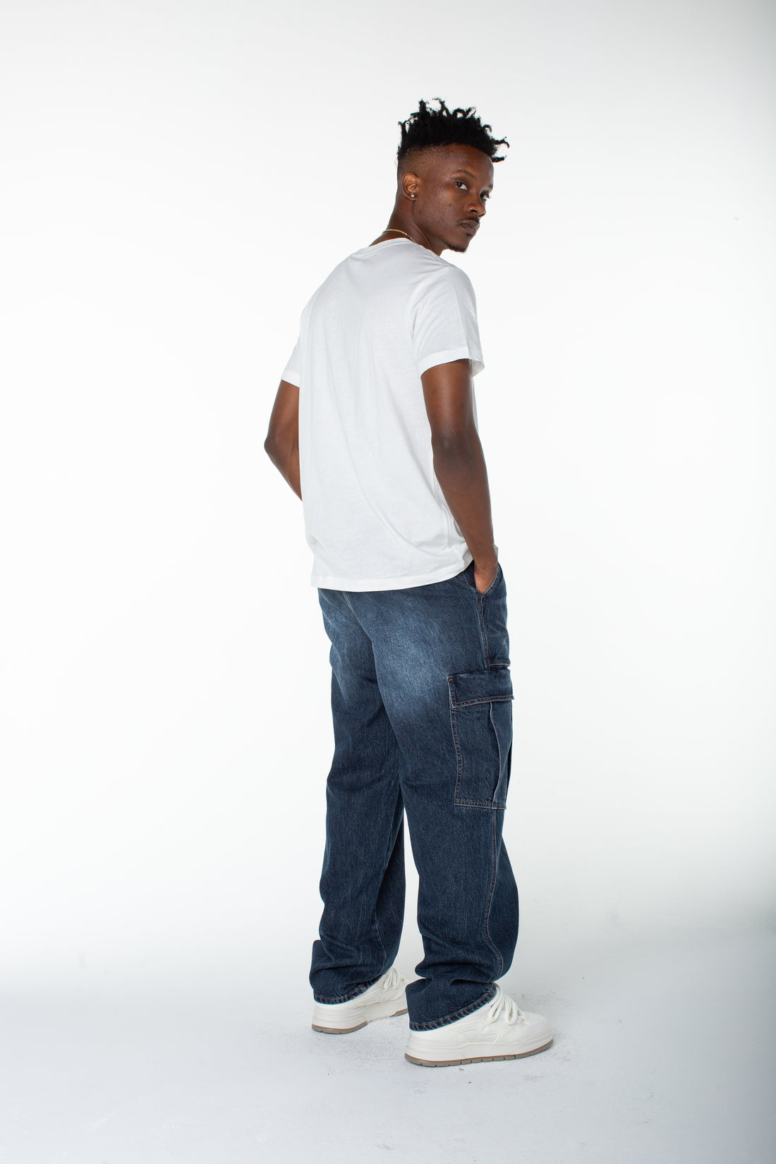 Men's Denim Cargo Pant - Middle Moon