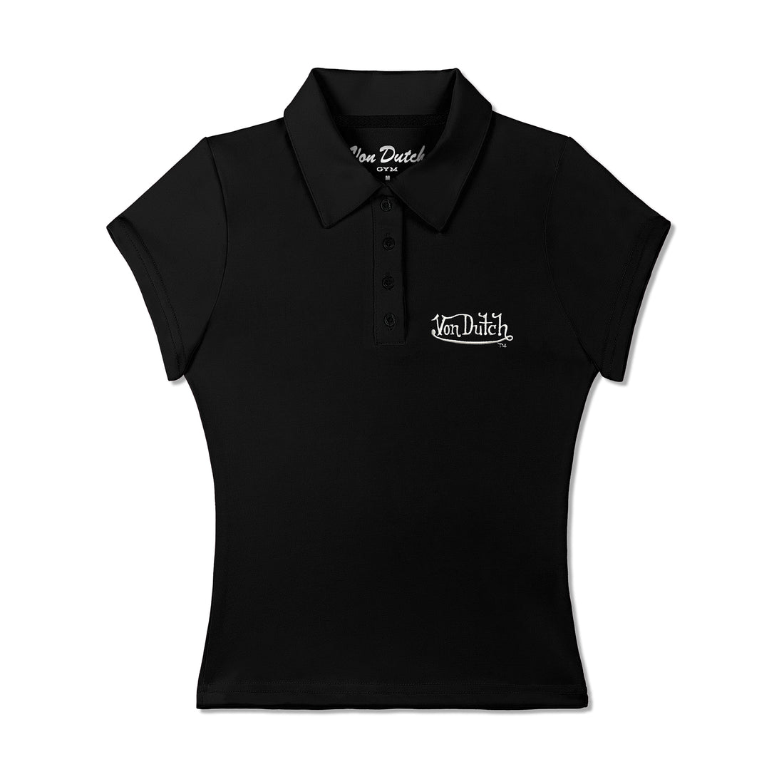 Women's Active Polo Shirt - Black w/ Metallic Script — image 1