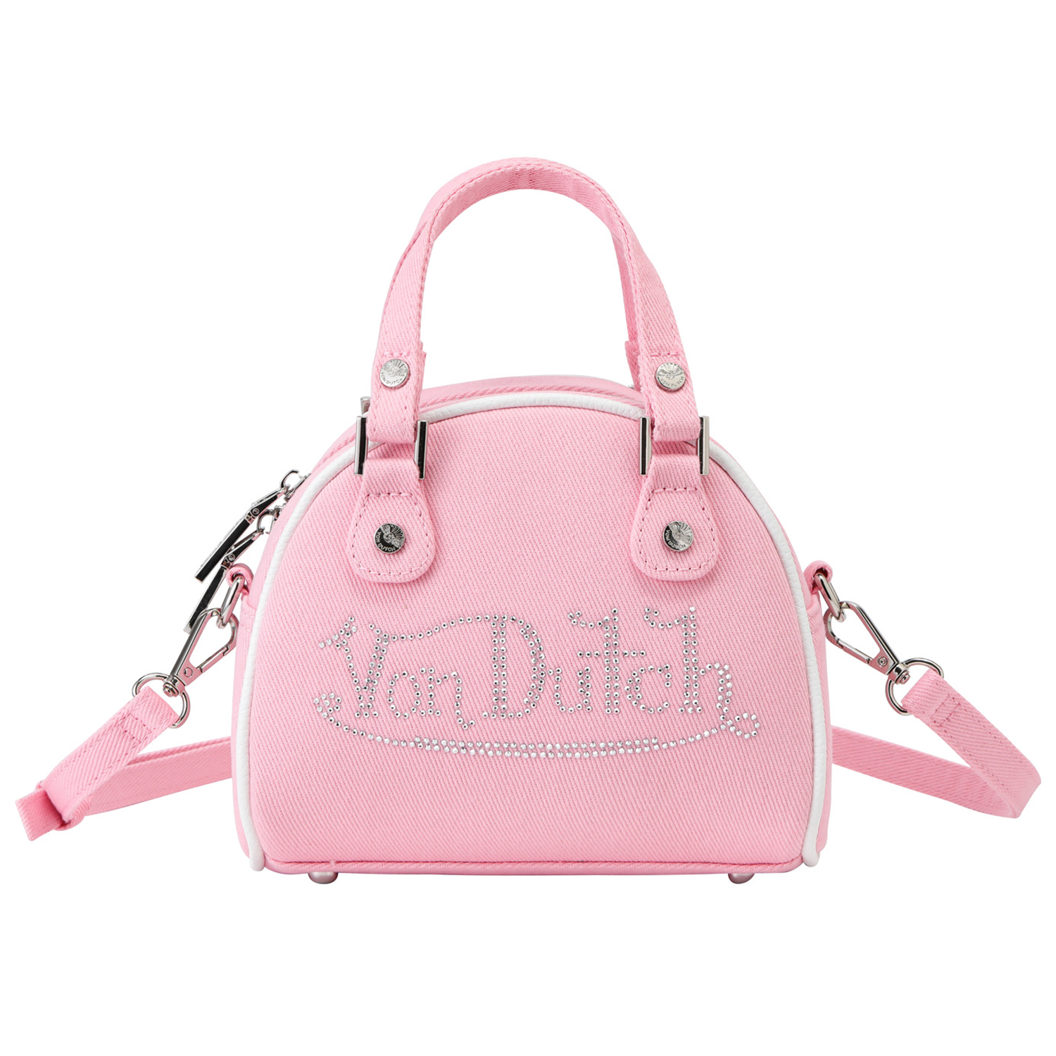 Rhinestone Bowling Bag - Pink Denim | Von Dutch