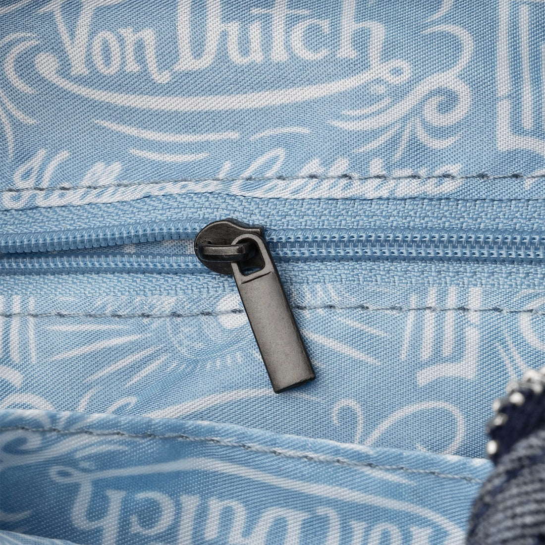 Blue Patch Denim Bowling Bag — Dark Wash