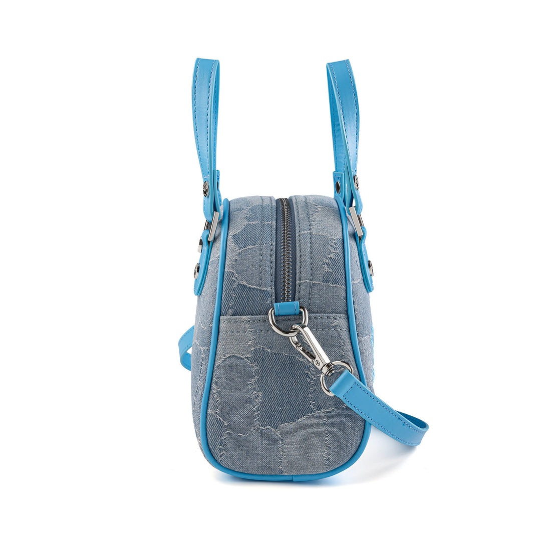 Blue Patch Denim Bowling Bag — Light Wash