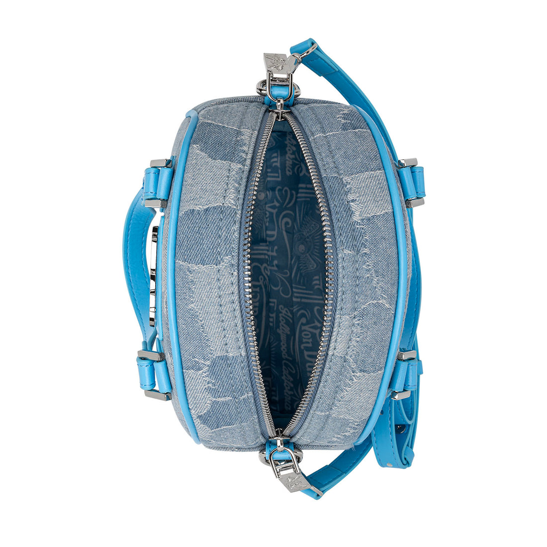 Blue Patch Denim Bowling Bag — Light Wash