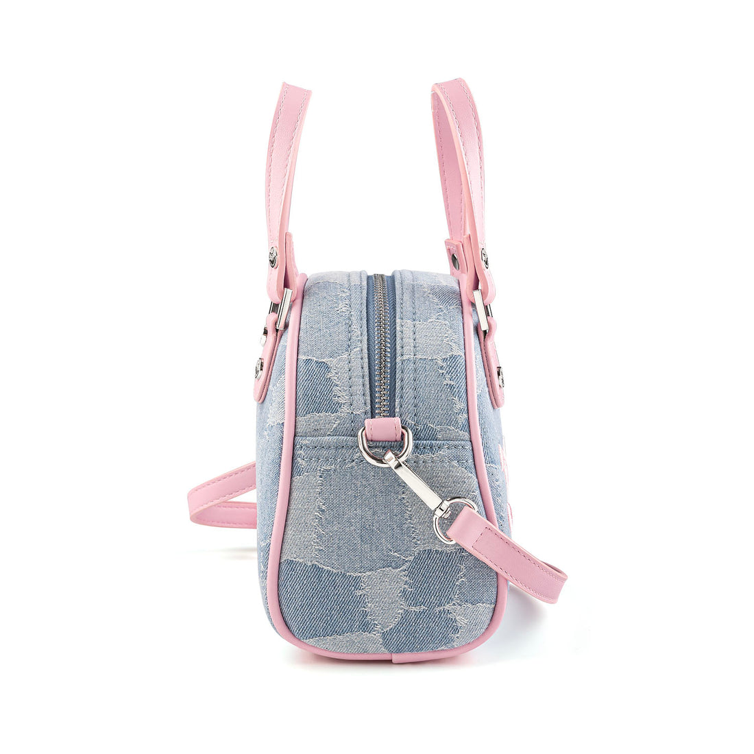 Light Pink Patch Denim Bowling Bag