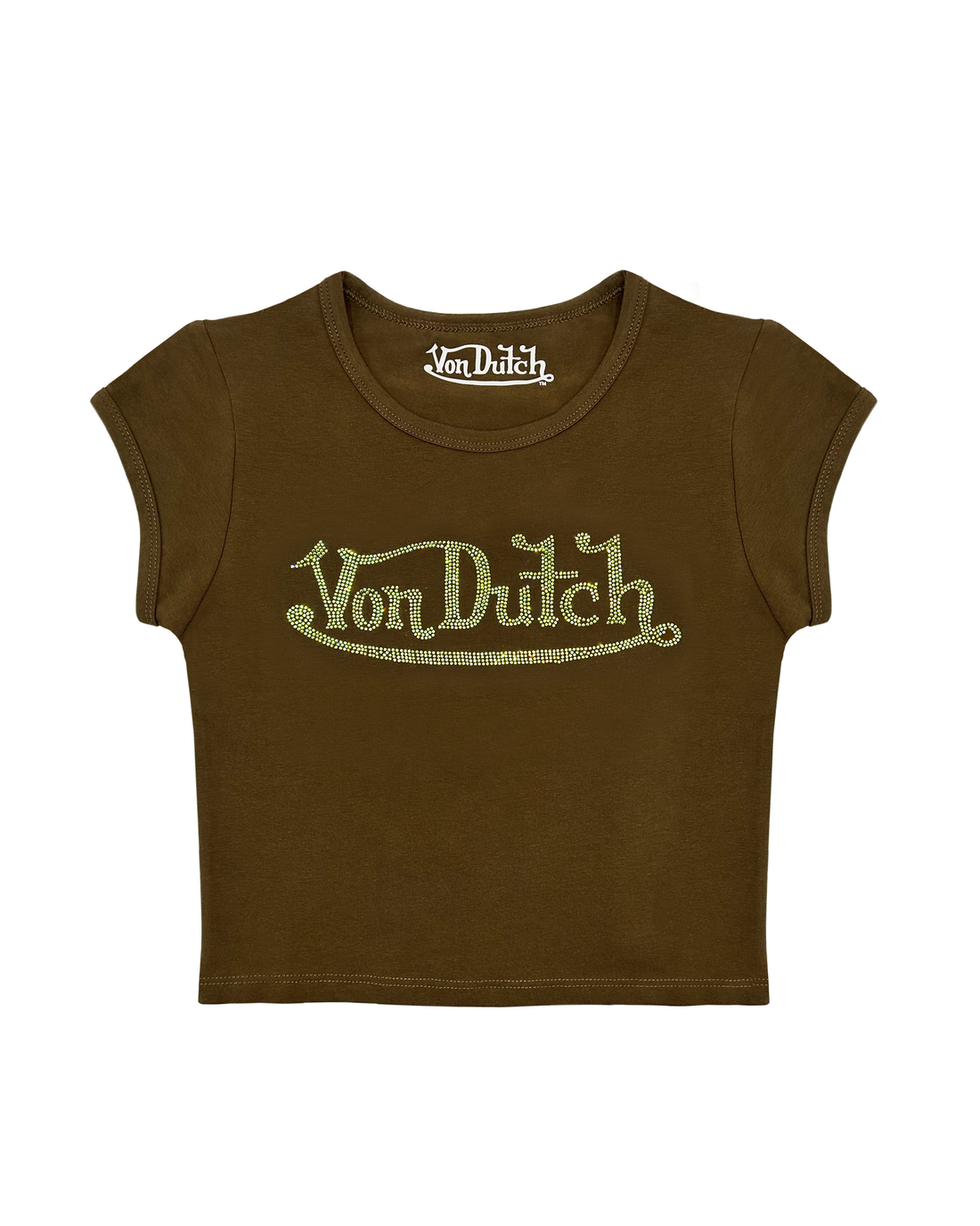 Brown & Green Classic Rhinestone Baby Tee — image 1
