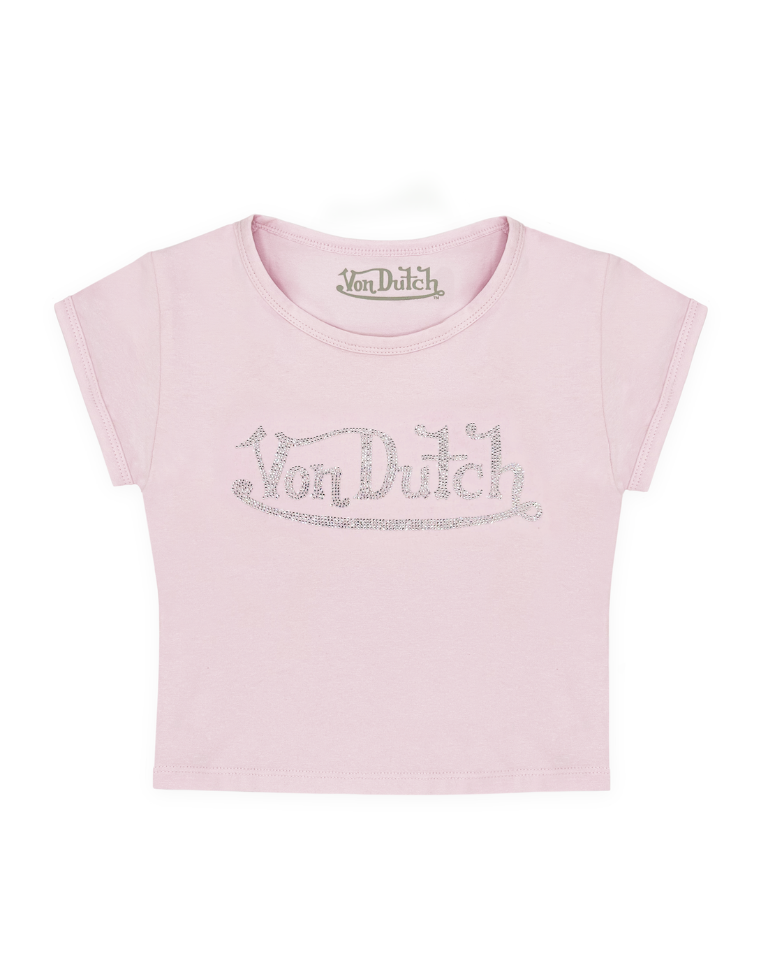 Pink & Clear Classic Rhinestone Baby Tee — image 1