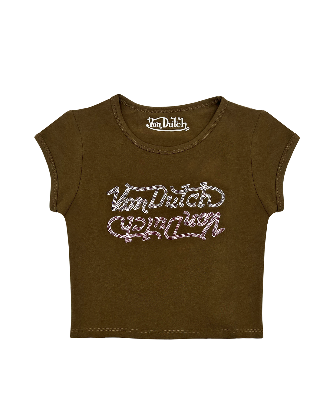 Brown Rhinestone Seeing Double Tee