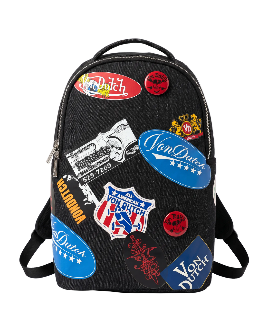 Large Sized Black Multi-Patch Backpack — image 1