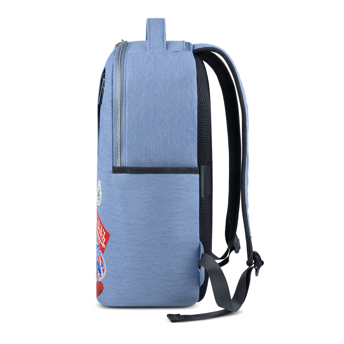 Medium Sized Denim Multi-Patch Backpack — image 3