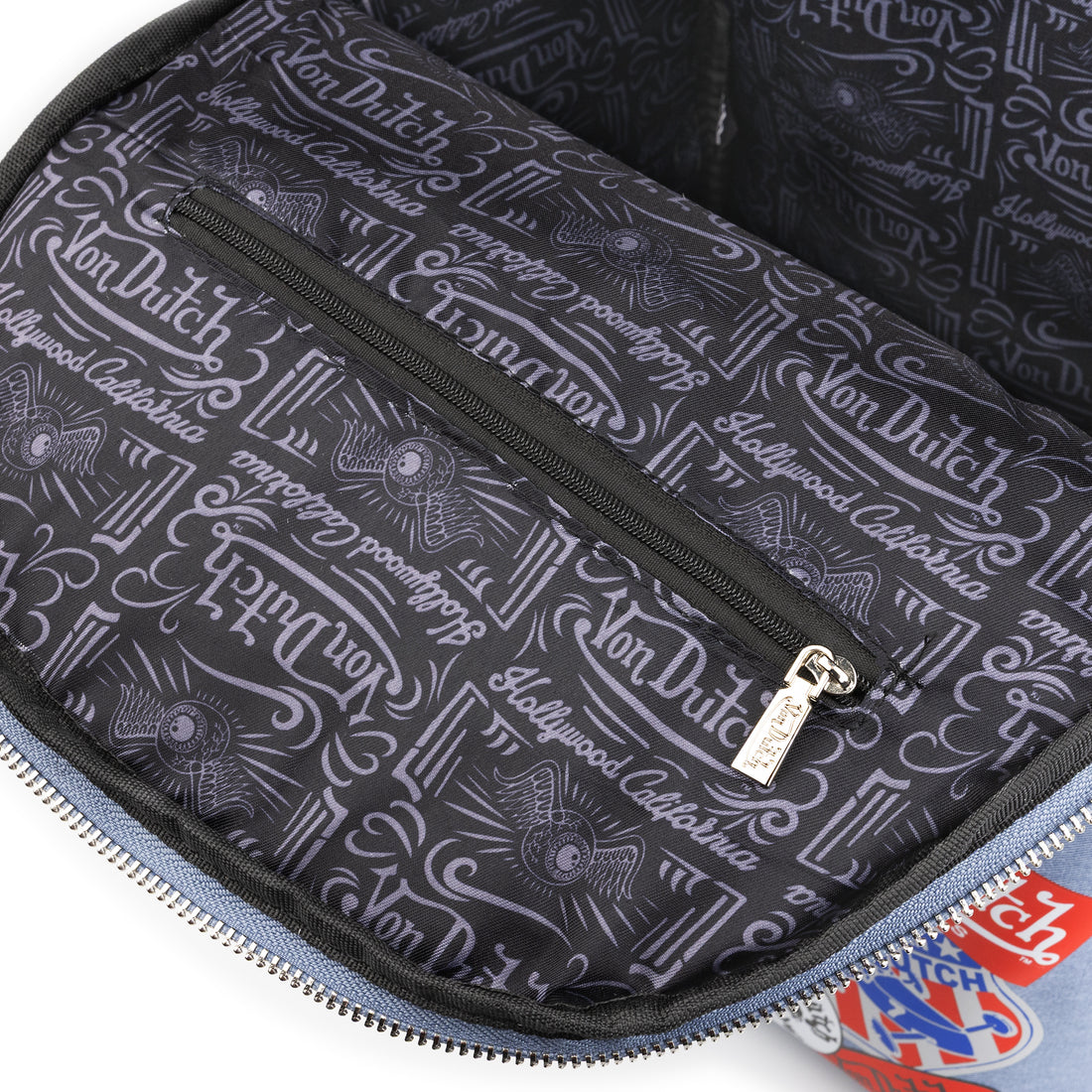 Medium Sized Denim Multi-Patch Backpack — image 6