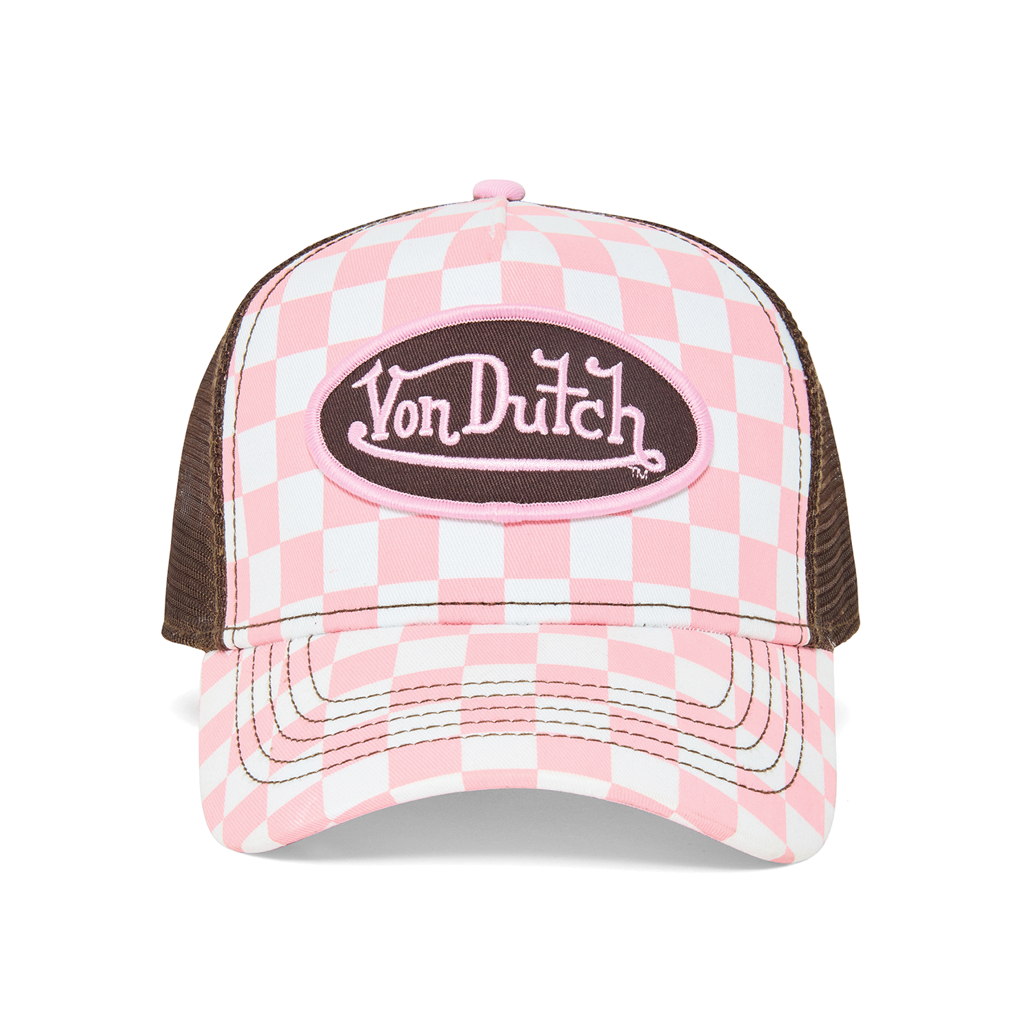 Pink Checker Trucker Hat | Von Dutch display picture 3