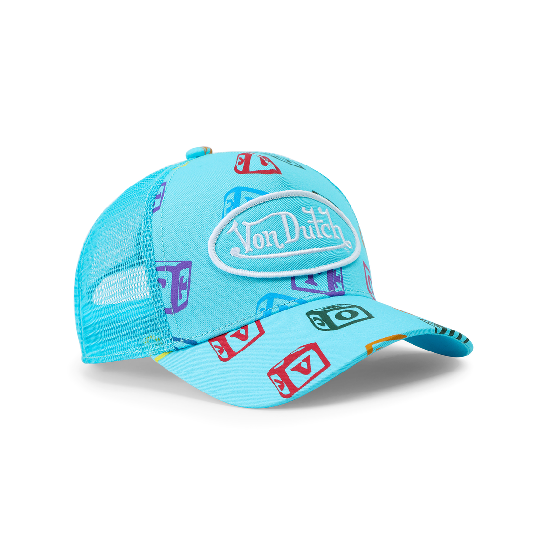 Kids Classic Trucker Hat - Blue All Over Blocks — image 6