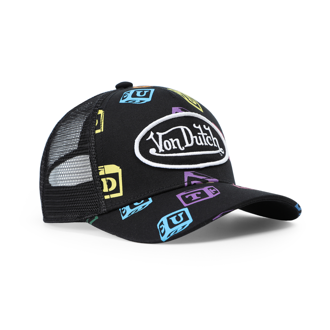 Kids Classic Trucker Hat - Black All Over Blocks — image 4