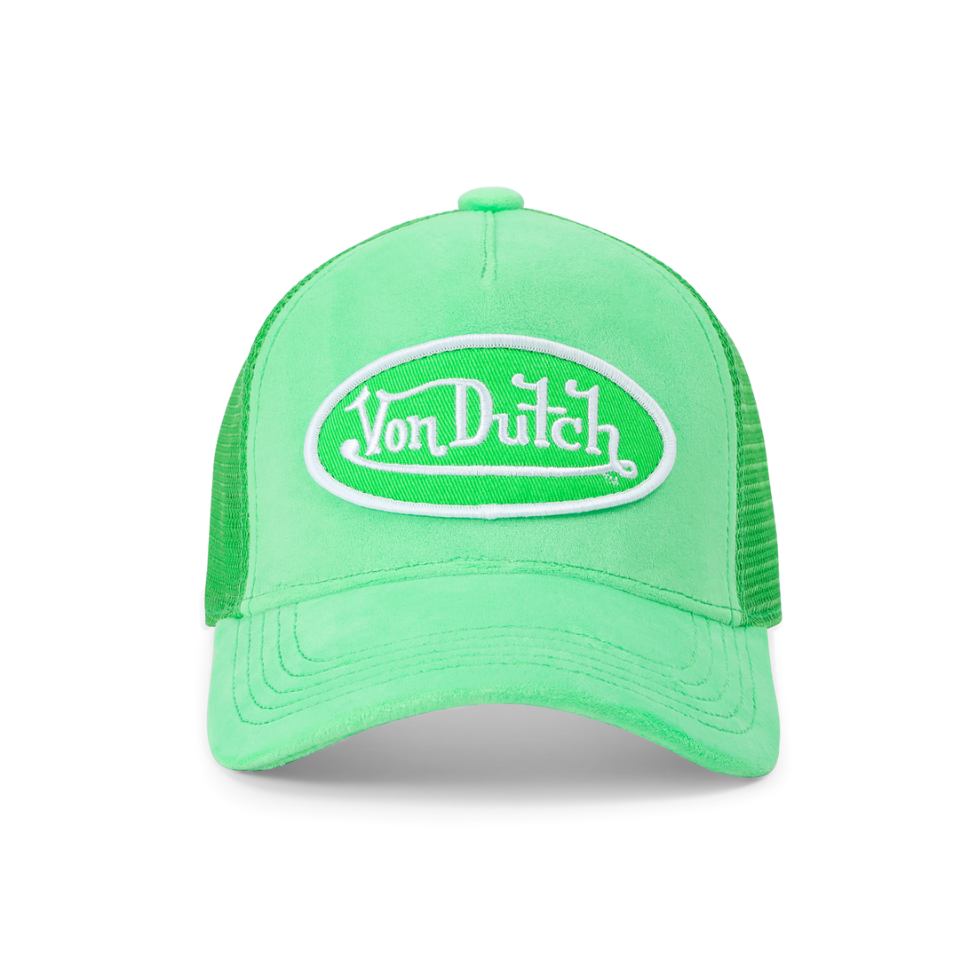 Kids Velvet Trucker Hat - Lime Green — image 1
