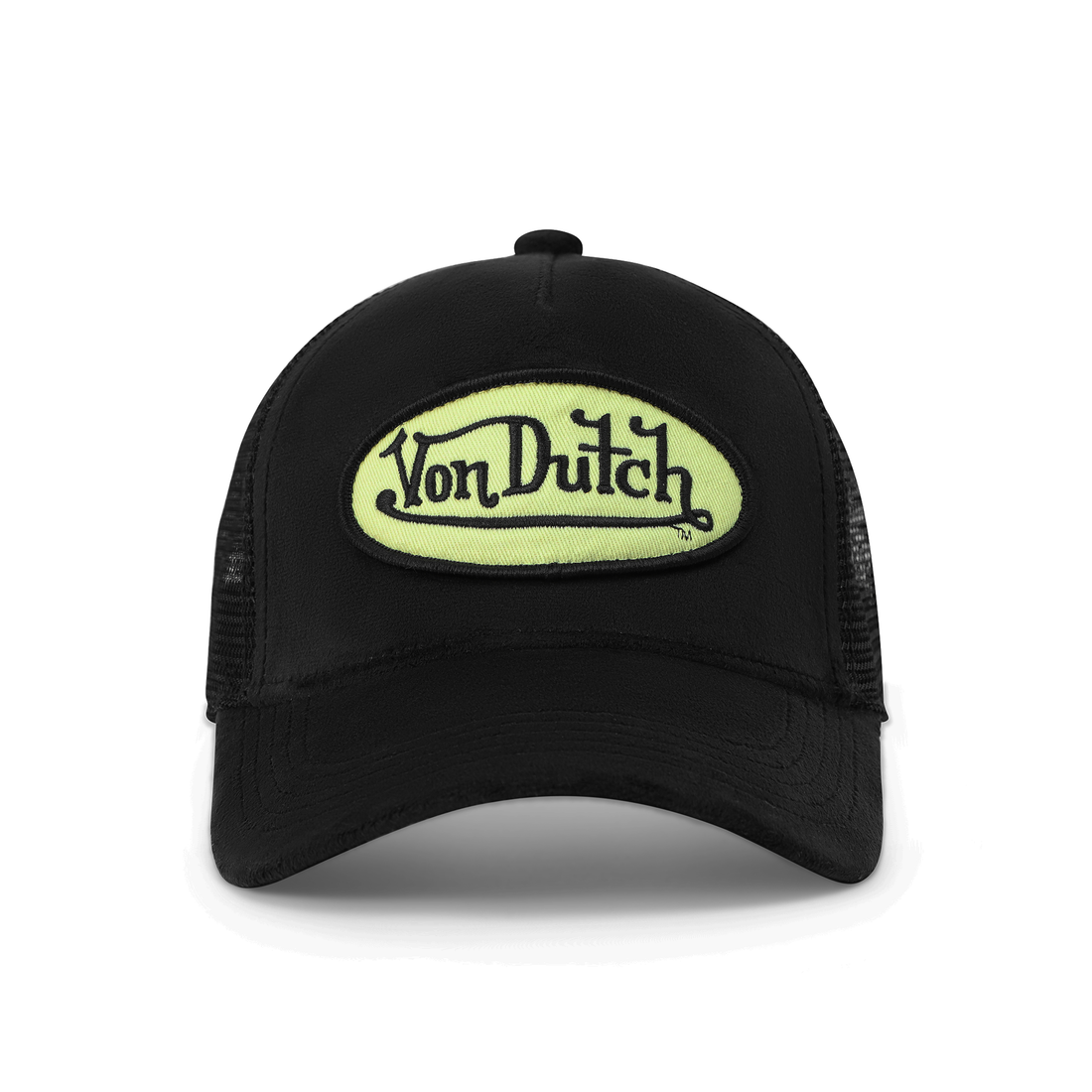 Kids Velvet Trucker Hat - Black & Yellow — image 1