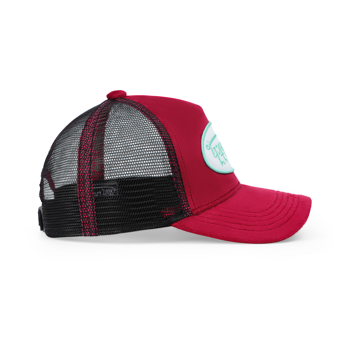 Kids Velvet Trucker Hat - Wine/Lime — image 7