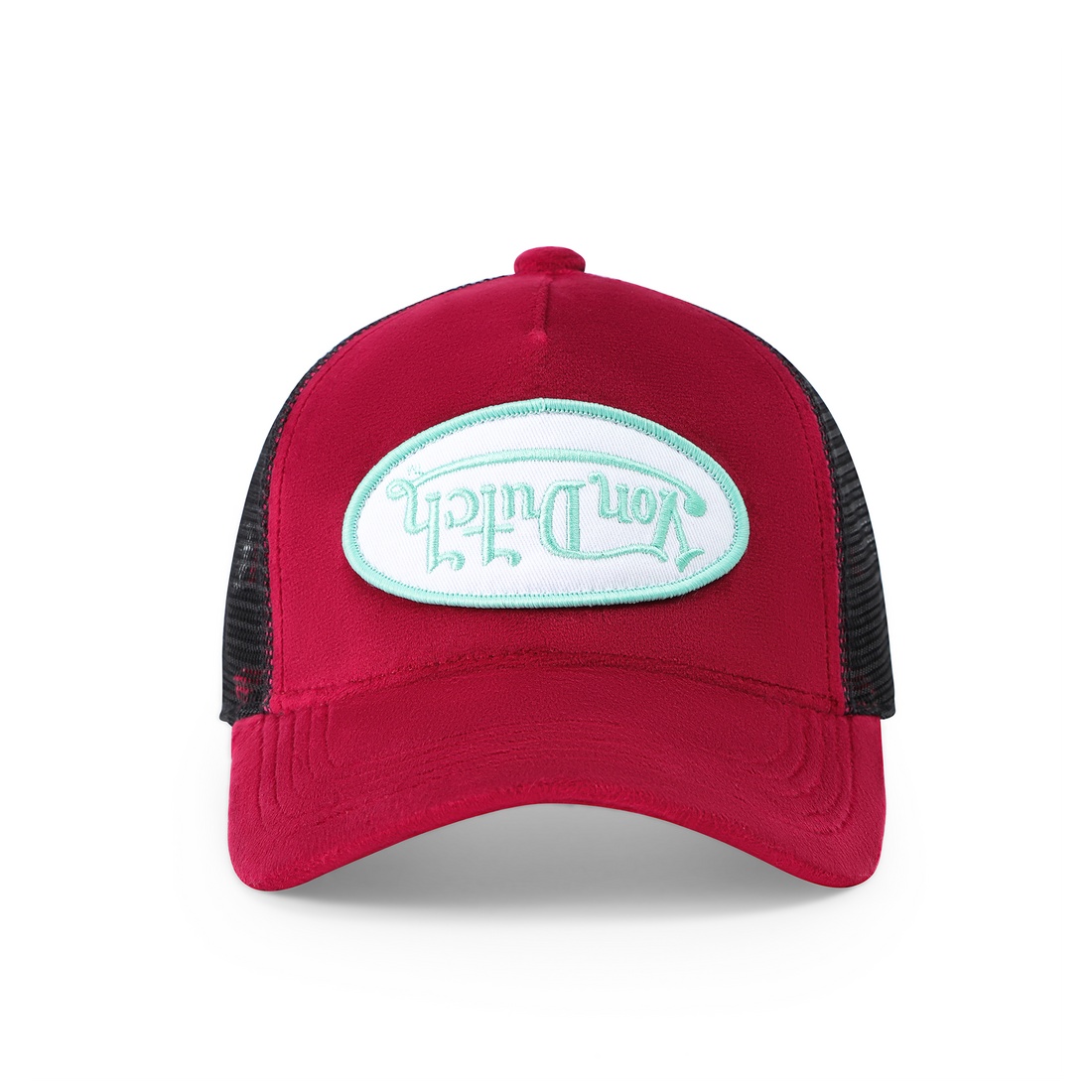Kids Velvet Trucker Hat - Wine/Lime — image 1