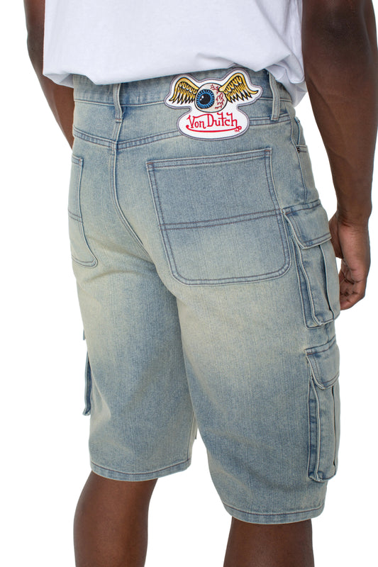 MENS CANVAS CARGO SHORT - DISTORTED WASH