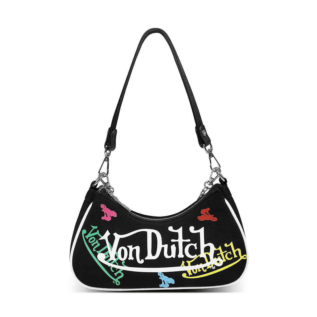 Black Multi-Logo Denim Shoulder Bag — image 1