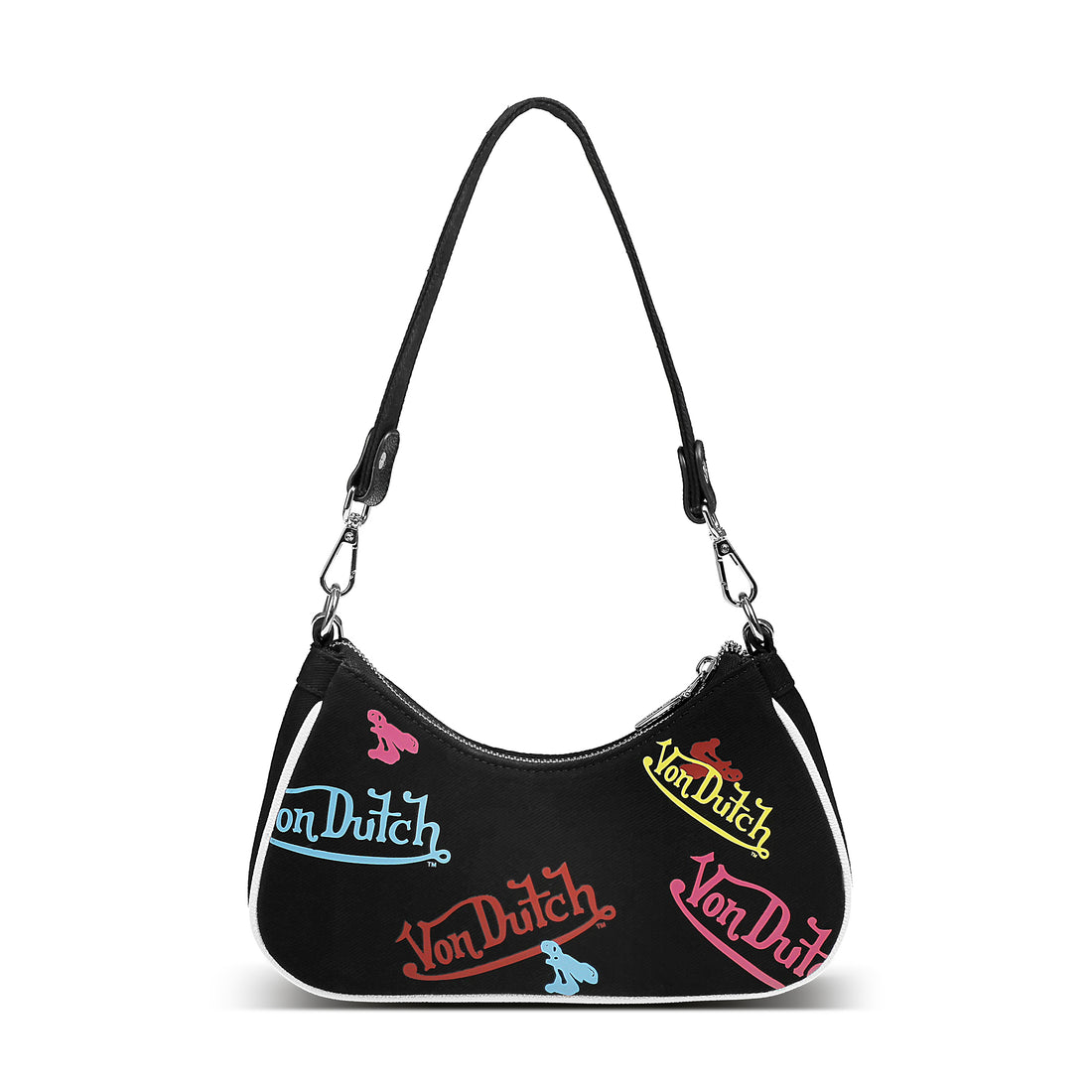 Black Multi-Logo Denim Shoulder Bag — image 3