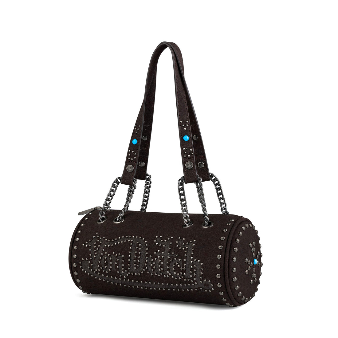 Barrel Bag - Long Barrel Dark Brown Studded — image 3