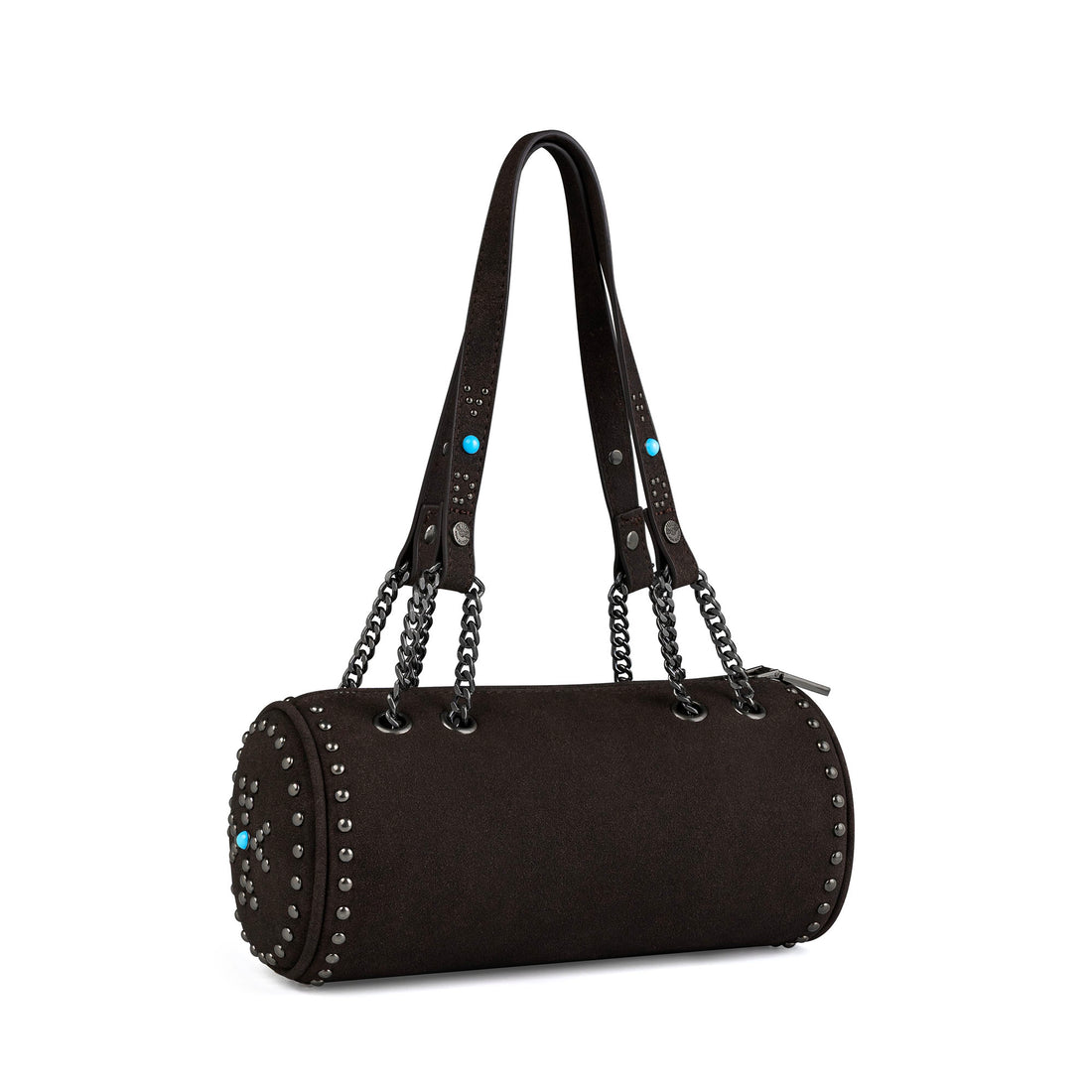 Barrel Bag - Long Barrel Dark Brown Studded — image 5