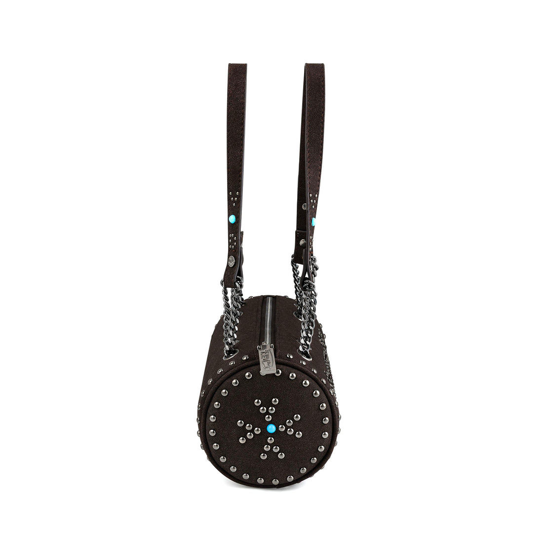 Barrel Bag - Long Barrel Dark Brown Studded — image 6