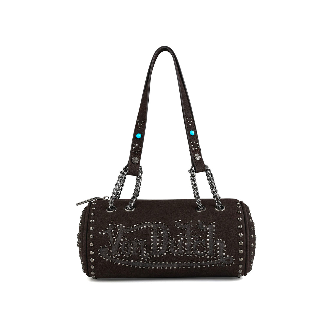 Barrel Bag - Long Barrel Dark Brown Studded — image 1