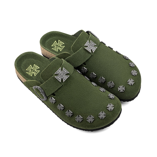 Men's Studded Chopper Clog - Army Green (SIZE UP RECOMMENDED)