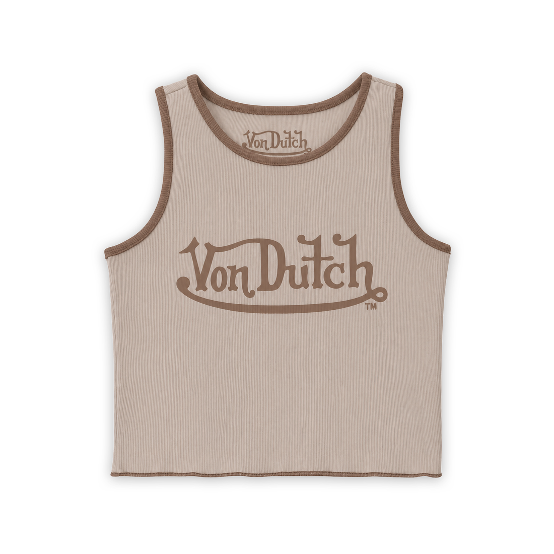 Women's Ribbed Crop Tanks - Brown — image 1