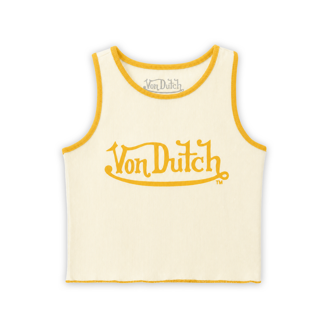 Women's Ribbed Crop Tanks - Yellow — image 1