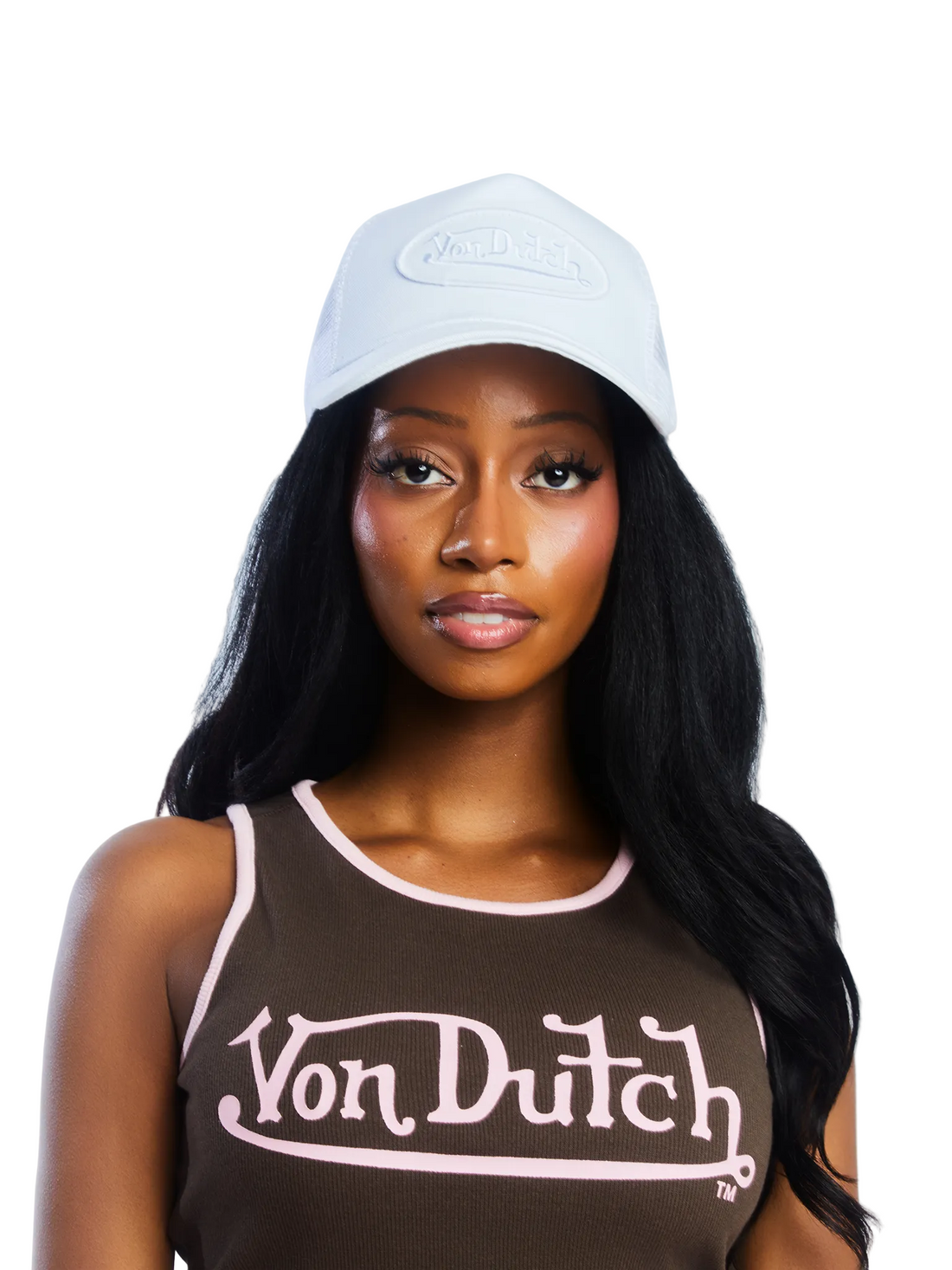 Von Dutch Triple White Velvet Trucker Hat