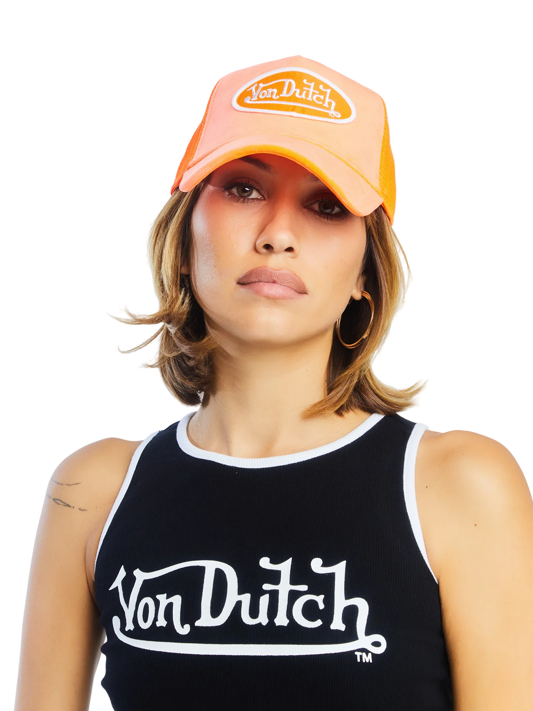 Neon Orange Velvet Trucker Hat