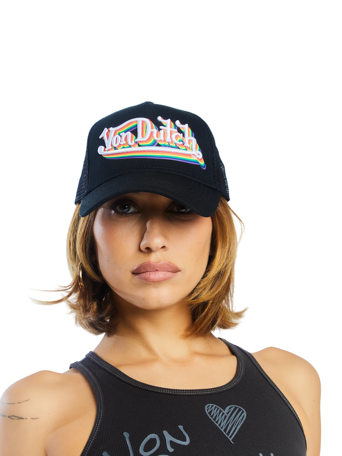 Rainbow Embroidered Logo Trucker Hat